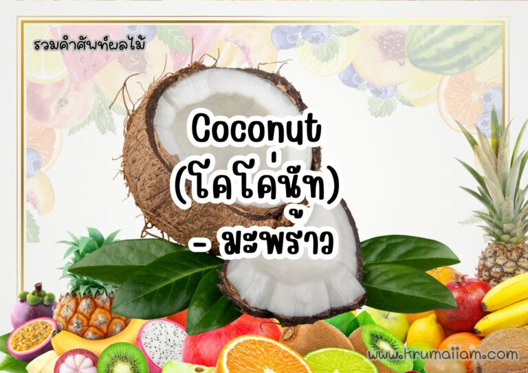 ดาวนโหลด ได้เลยครับ! นี่คือคำศัพท์เกี่ยวกับผลไม้ พร้อมคำอ่านและคำแปลเป็นภาษาไทย: