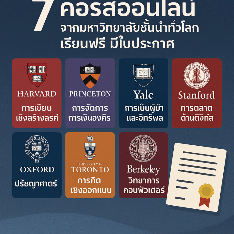 7 คอร์สออนไลน์จากมหาวิทยาลัยชั้นนำทั่วโลก เรียนฟรี มีใบประกาศ